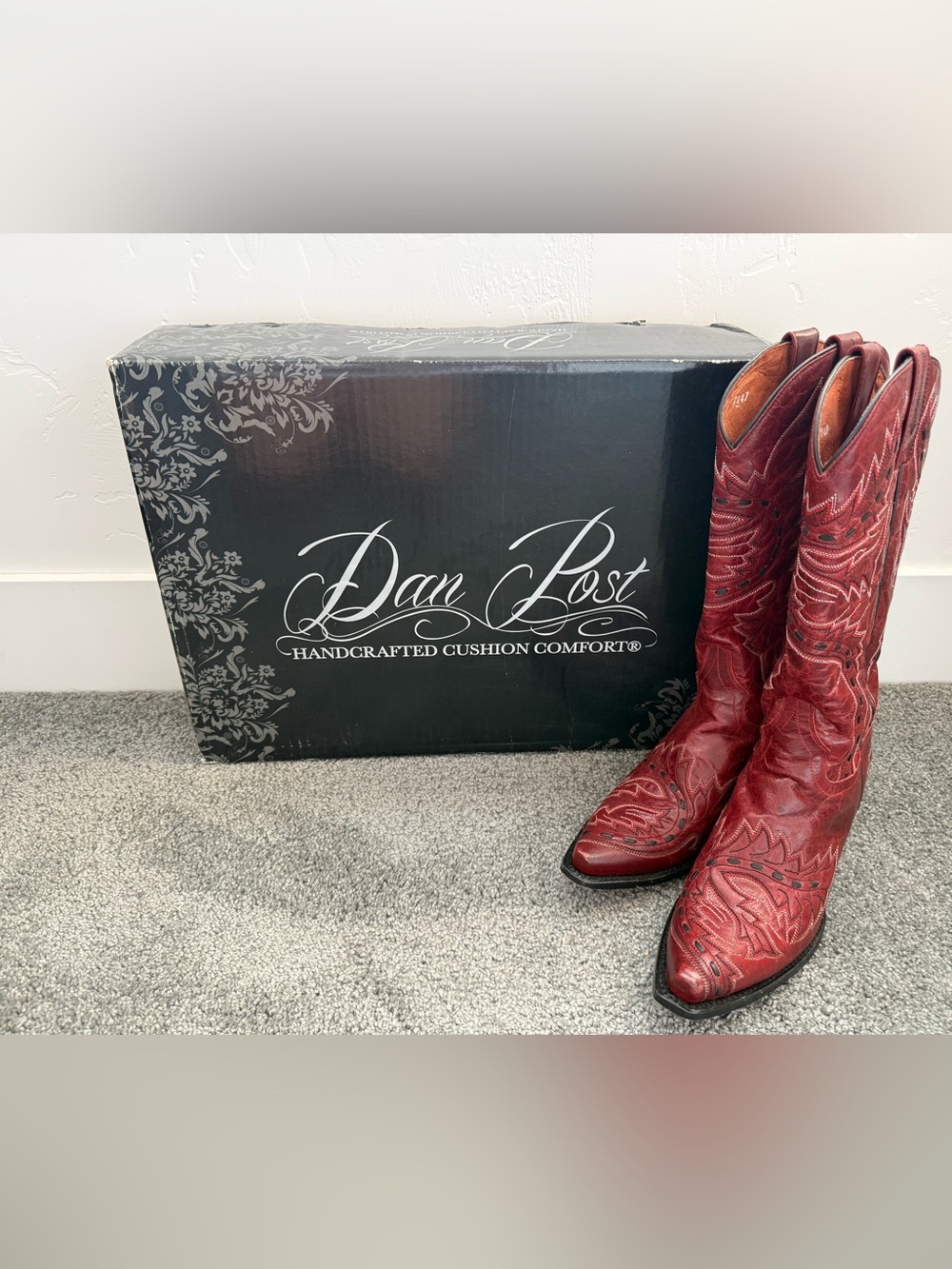 Dan Post Women’s Red Leather Western Bootcut Jeans Boots